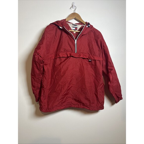 Tommy Hilfiger Red Windbreaker Size L 1/4 Zip - Picture 1 of 4